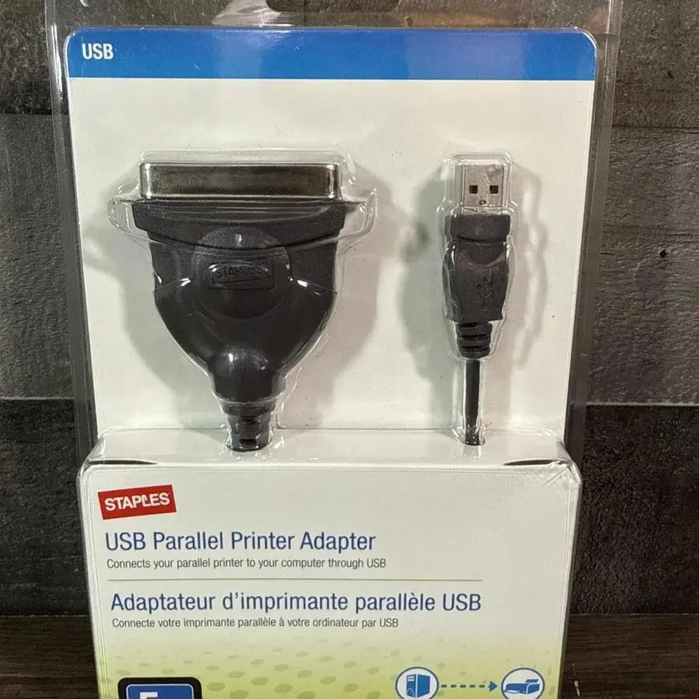 Staples / USB Parallel Printer Adapter / 5 ft/pi 1.5m / New & Sealed